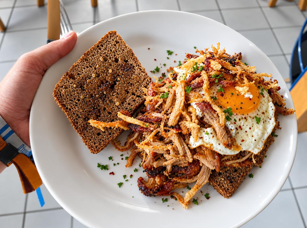 Pulled Pork Sandwich mit Ei